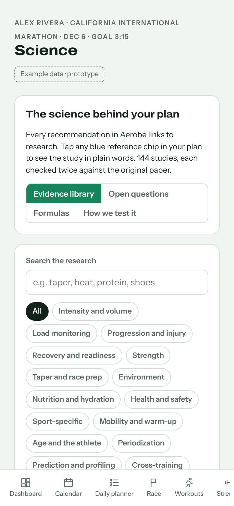 Aerobe research library on a phone.